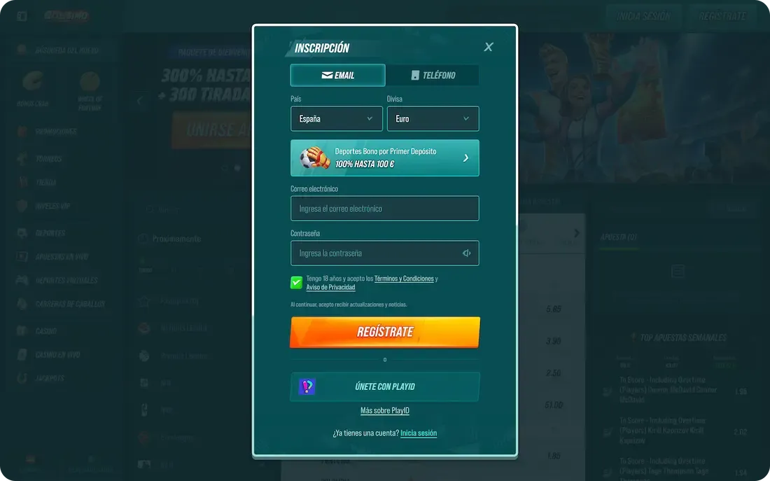registro en el casino golisimo